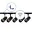 Ensemble complet Rail Monophasé Rail L 1 x 1 Mètre Noir | incl. 5x Spot + GU10 2700K 3W Dimmable + Embout, Connecteur d’Alimentation et L -Connecteur